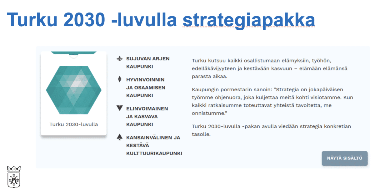 Turku 2030 luvulla strategiapakka